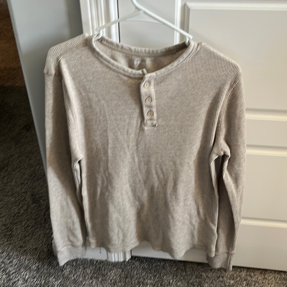 Button Up Tan Shirt, Size Medium